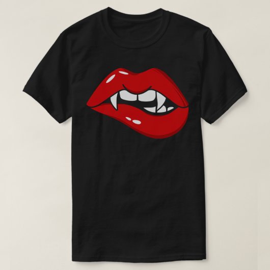 Vampier lippen met Fang T-shirt (Design voorkant)