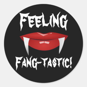 Vampier Lips en Fangs "Voelen van fang-tastisch!" Ronde Sticker