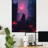Vampier Lord Halloween met Grote Trap Kasteel Poster (Thuiskantoor)