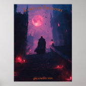 Vampier Lord Halloween met Grote Trap Kasteel Poster (Voorkant)