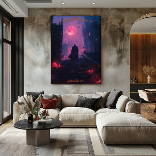 Vampier Lord Halloween met Grote Trap Kasteel Poster