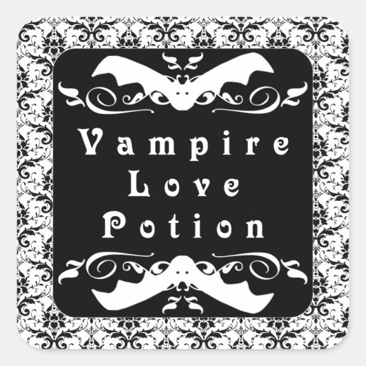 Vampier Love Potion (zwart) Halloween Stickers (Voorkant)