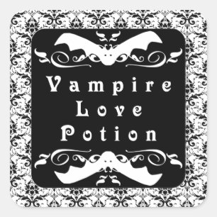 Vampier Love Potion (zwart) Halloween Stickers