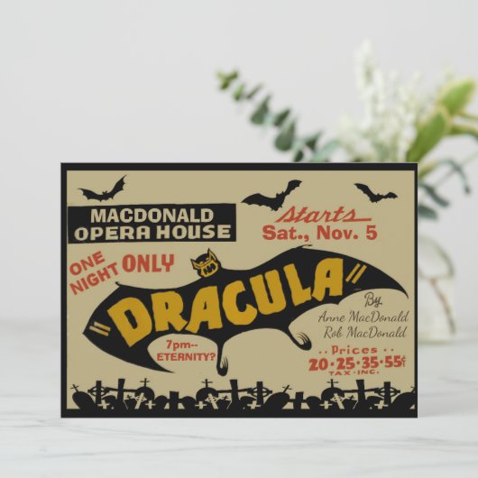 Vampier Marquee Aangepaste Tekst Halloween Kaart (Staand voorkant)