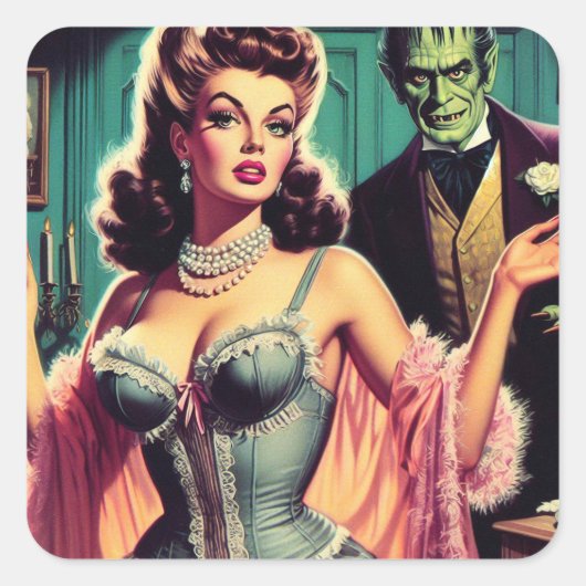  vampier meisje vierkante sticker (Voorkant)