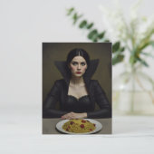 Vampier met een Pasta Diner Briefkaart (Staand voorkant)