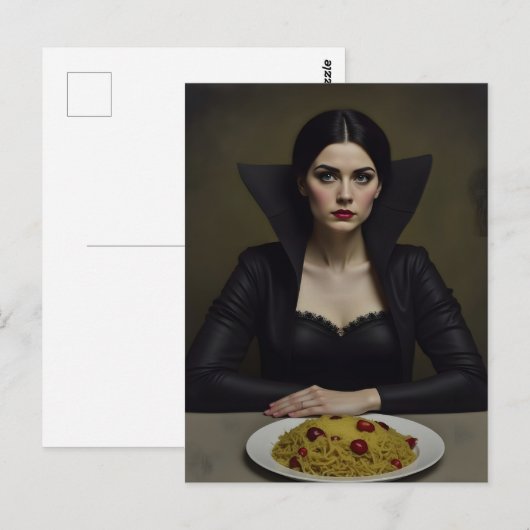 Vampier met een Pasta Diner Briefkaart (Voorkant / Achterkant)