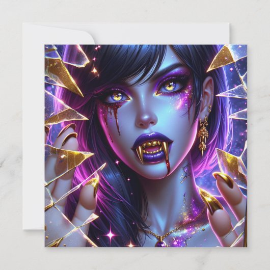 Vampier met Gold Fangs Halloween Party (Voorkant)