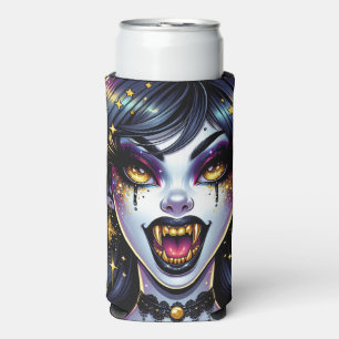Vampier met gouden hangers Volle Maan Halloween Pa Seltzer Blikjeskoeler