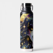 Vampier met gouden hangers Volle Maan Halloween Pa Waterfles (Voorkant)