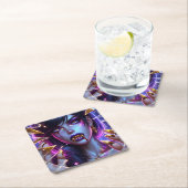 Vampier met gouden ogen en tanden Halloween Kartonnen Onderzetters (Insitu)