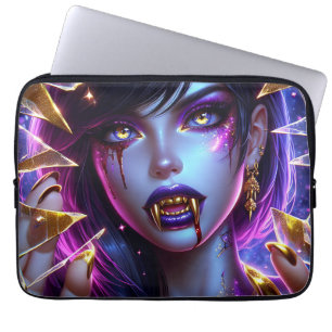 Vampier met gouden tanden Ai Kunst Laptop Sleeve