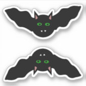 Vampier met kat naar boven gericht bat Halloween S Sticker (Voorkant)