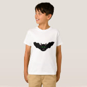 Vampier met kat naar boven gericht bat Halloween T T-shirt (Voorkant volledig)