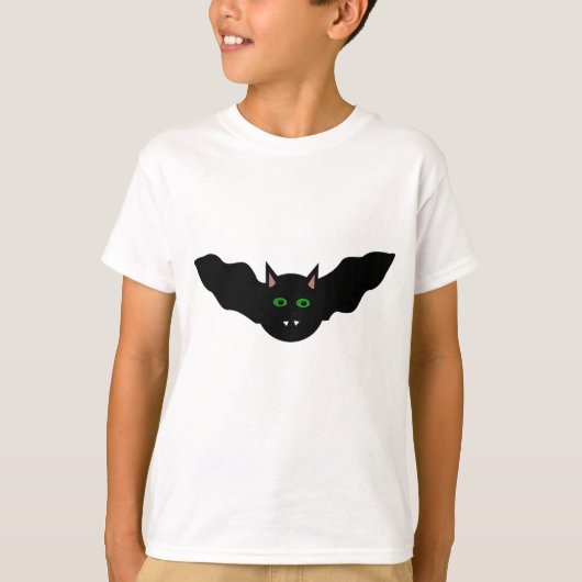 Vampier met kat naar boven gericht bat Halloween T T-shirt (Voorkant)