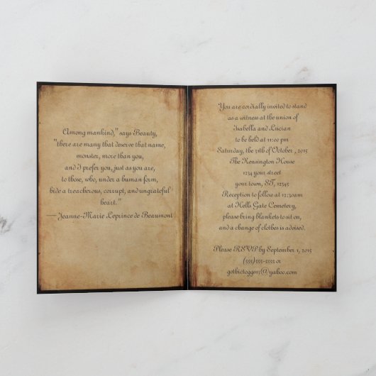 Vampier paar gotische bruiloft uitnodiging (Binnen)