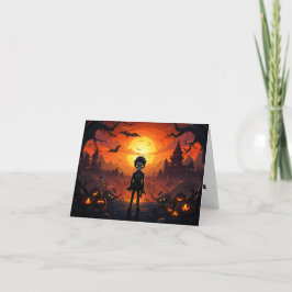 Vampier pompoen en halloween kaart