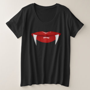 VAMPIER RODE LIPPEN DAMES HALLOWEEN PLUS MAAT GROTE MAAT T-SHIRT