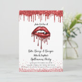 Vampier rode lippen Halloween party white Kaart (Staand voorkant)