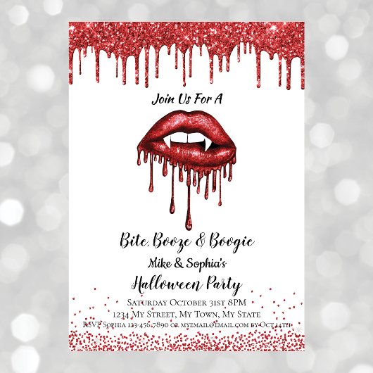 Vampier rode lippen Halloween party white Kaart