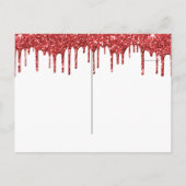 Vampier Rood Glitter Lips & Fangs Halloween Zwart Feestdagenkaart (Achterkant)