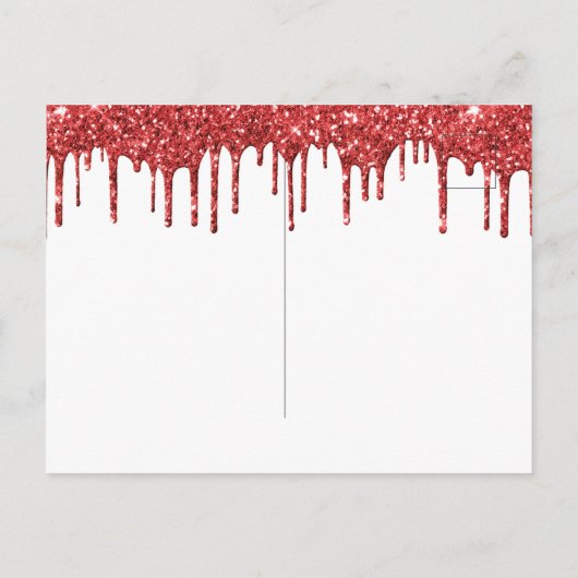 Vampier Rood Glitter Lips & Fangs Halloween Zwart Feestdagenkaart (Achterkant)