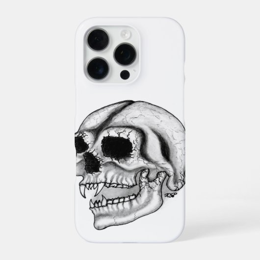 Vampier schedel zwart-wit ontwerp iPhone hoesje (Achterkant)