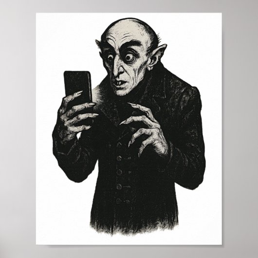 Vampier Smartphone Nosferatu Selfie Count Orlok Ha Poster (Voorkant)