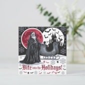 Vampier-thema gotische kerst Kaart Crimson Moon (Staand voorkant)