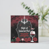 Vampier-thema Halloween uitnodiging (Staand voorkant)