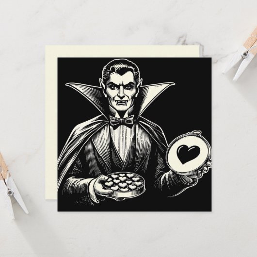  Vampier Valentijnsdag Gothic Horror Kaart (Voorkant / Achterkant in situ)