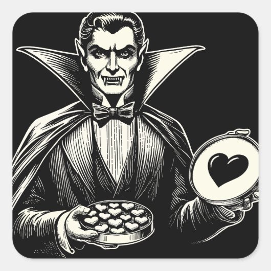  Vampier Valentijnsdag Gothic Horror Vierkante Sticker (Voorkant)