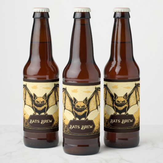 Vampier vleermuis goud bier etiket (Flessen)