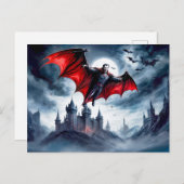 Vampier vliegt over spookkasteel briefkaart (Voorkant / Achterkant)