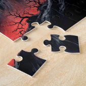 Vampier vliegt over spookkasteel legpuzzel (Zijkant)