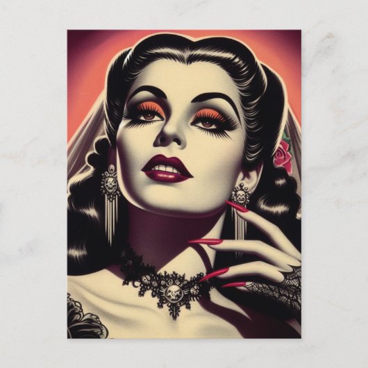 Vampier Vrouw Briefkaart (Voorkant)