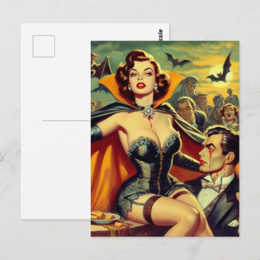 Vampier Vrouw Briefkaart (Voorkant / Achterkant)