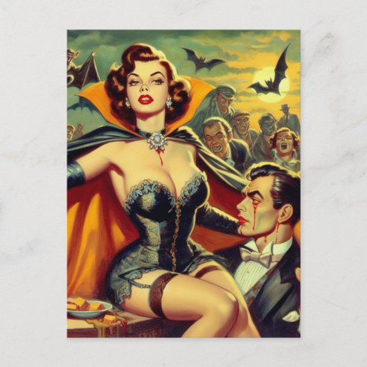 Vampier Vrouw Briefkaart (Voorkant)