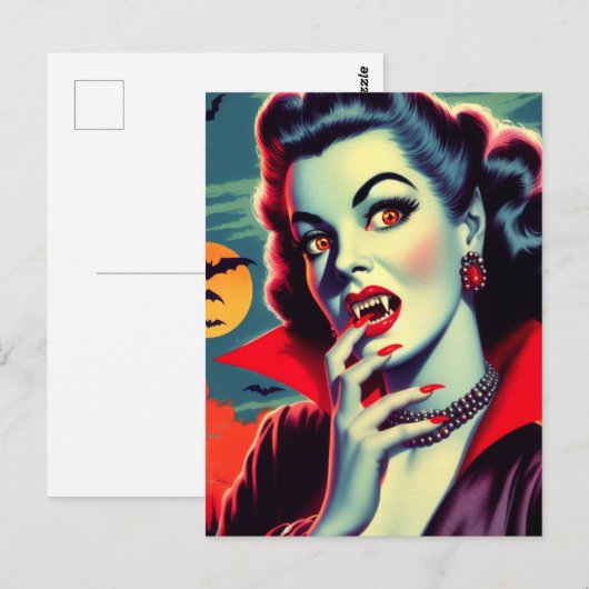 Vampier Vrouw Briefkaart (Voorkant / Achterkant)