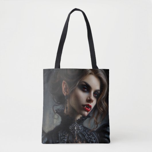 Vampier Vrouw Gothic Fantasy Tote Bag (Voorkant)