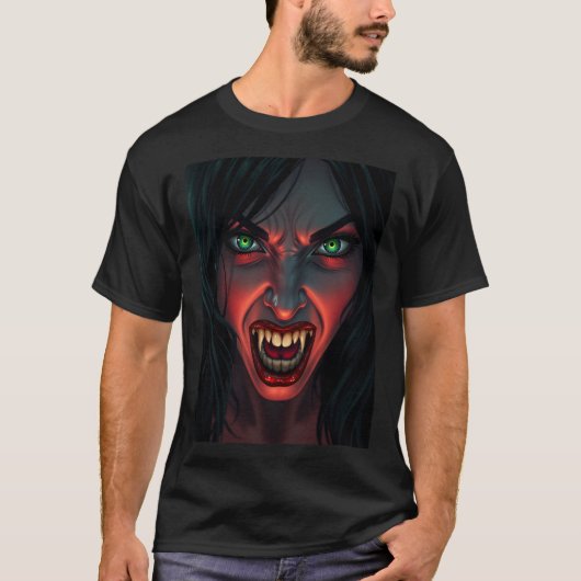 Vampier vrouw Halloween kostuumfeest T-shirt (Voorkant)