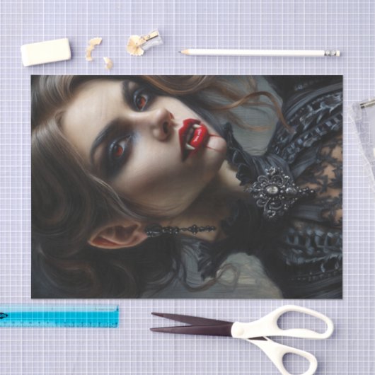 Vampier Vrouw Met Fangs Gothic Tissuepapier (Craft)