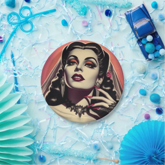  Vampier Vrouw Papieren Bordje (Feest)