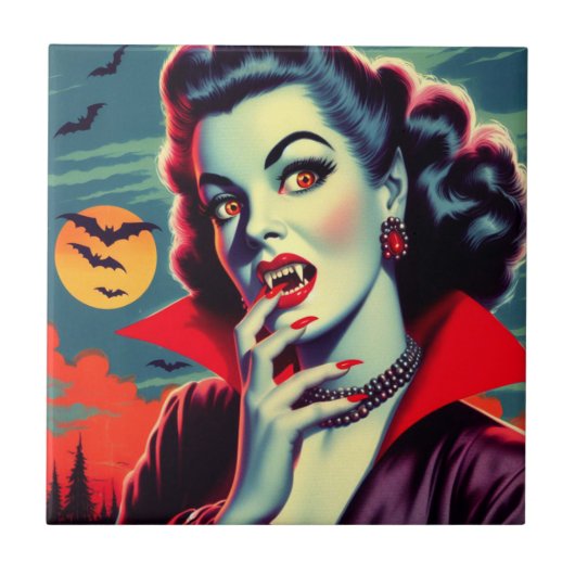 Vampier Vrouw Tegeltje (Voorkant)