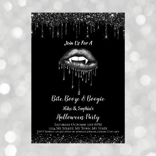 Vampier Zwart Glitter Lippen & Fangs Volwassen Hal Kaart