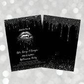 Vampier Zwart Glitter Lippen & Fangs Volwassen Hal Kaart