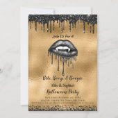 Vampier zwart glitter lippen volwassen Halloween g Kaart (Voorkant)