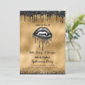 Vampier zwart glitter lippen volwassen Halloween g Kaart (Staand voorkant)