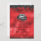 Vampier zwart glitter lippen volwassen Halloween r Kaart (Voorkant)