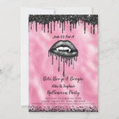 Vampier zwart glitter lippen volwassen Halloween r Kaart (Voorkant)